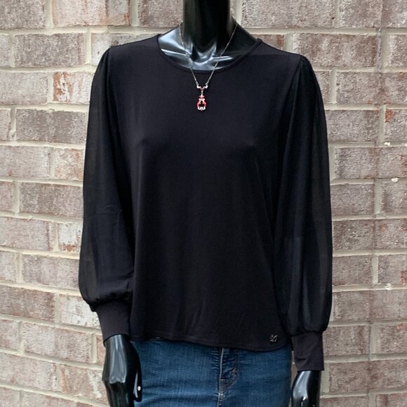 Calvin Klein M9HH7844 Crew Neck Chiffon Sleeve Blouse Sz S - Picture 15 of 16